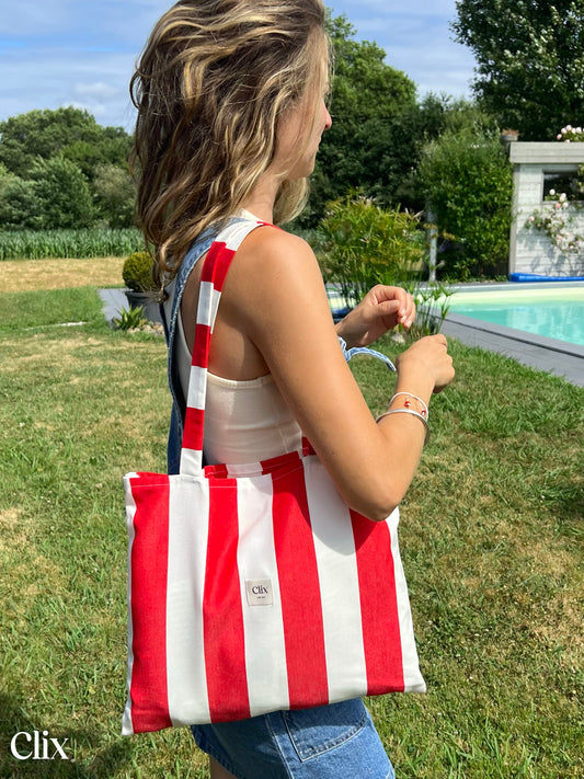 Clix_tote bag -rayures rouges