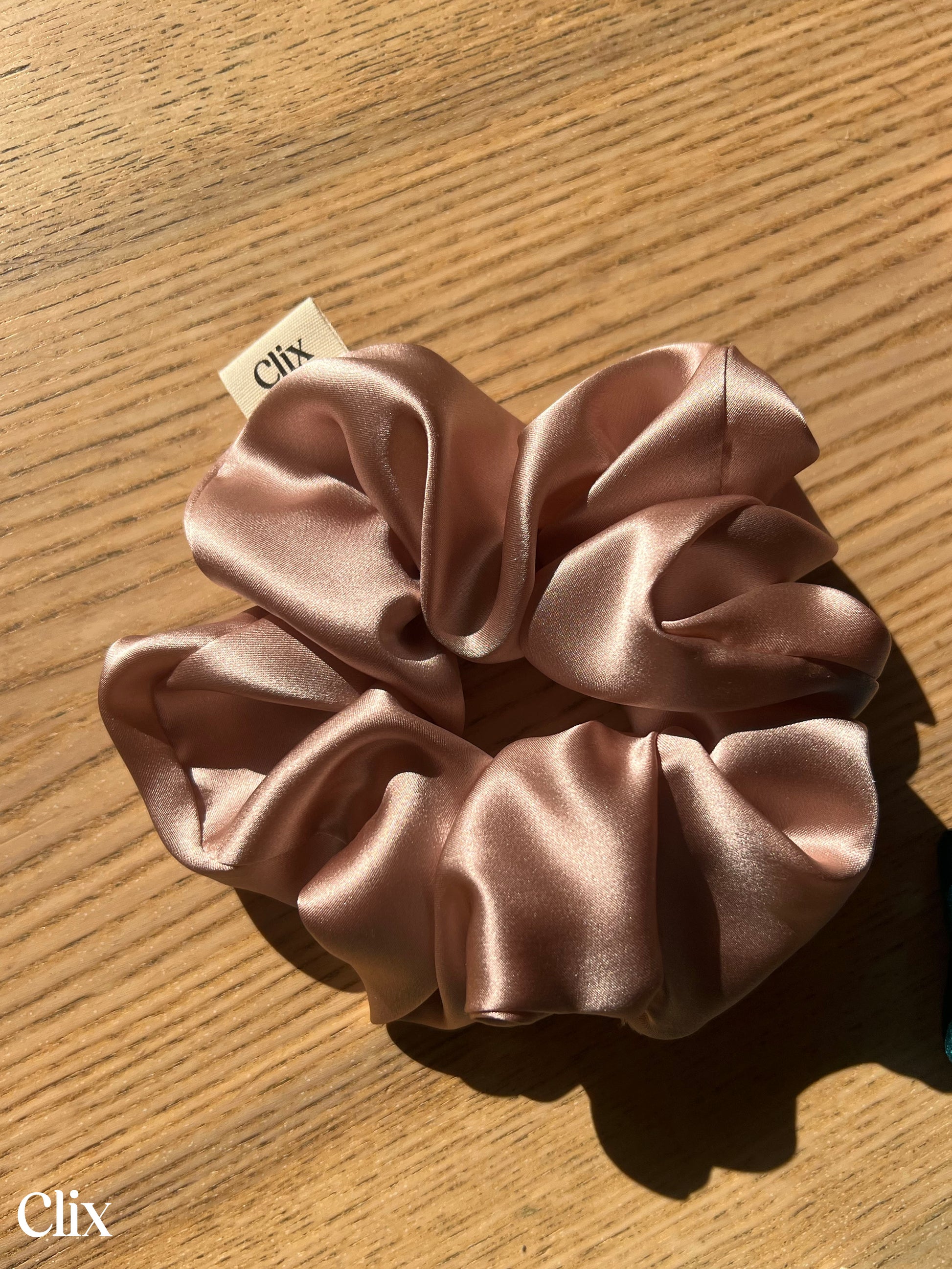 Clix - chouchou soie véritable - rose poudrée taille M