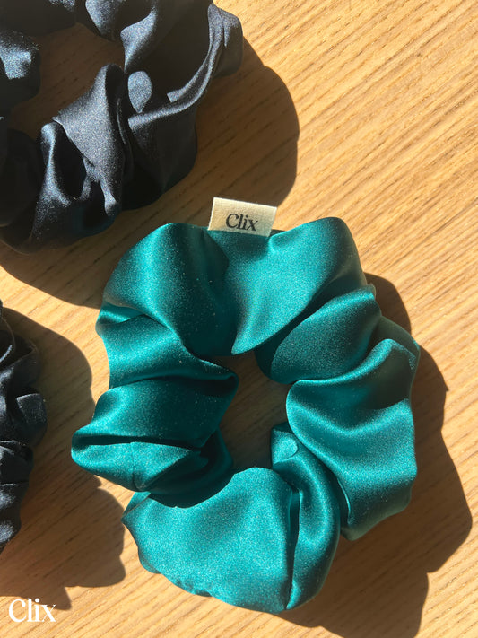 Clix - chouchou soie véritable - turquoise 