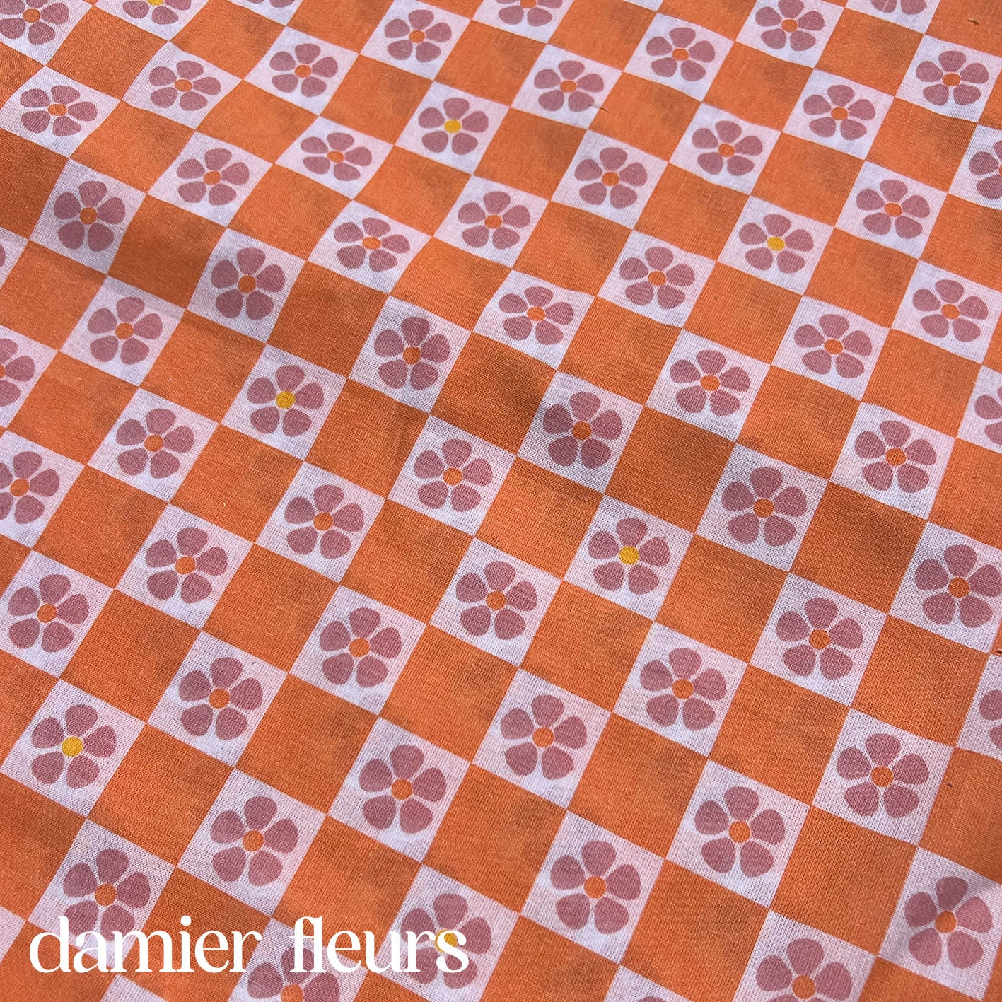 Clix - tissu - Damier fleurs 