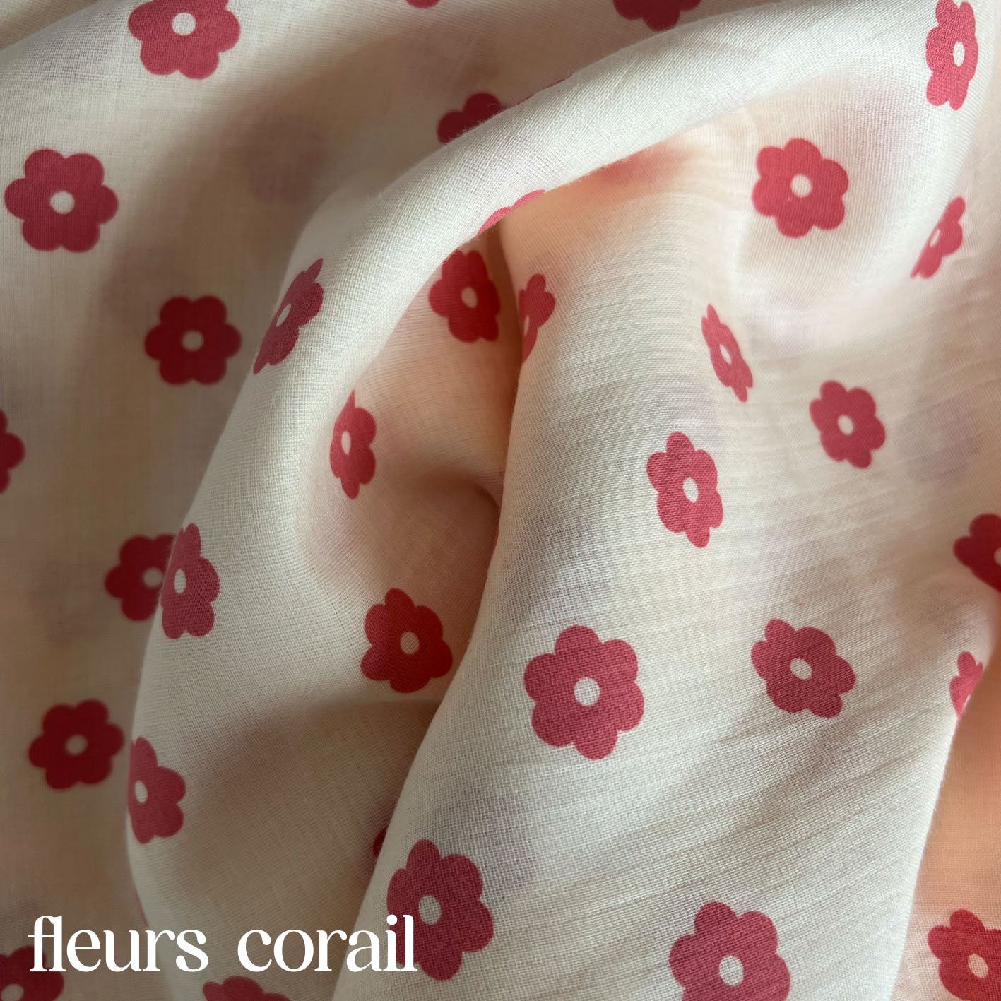Clix - tissu - Fleurs corail 