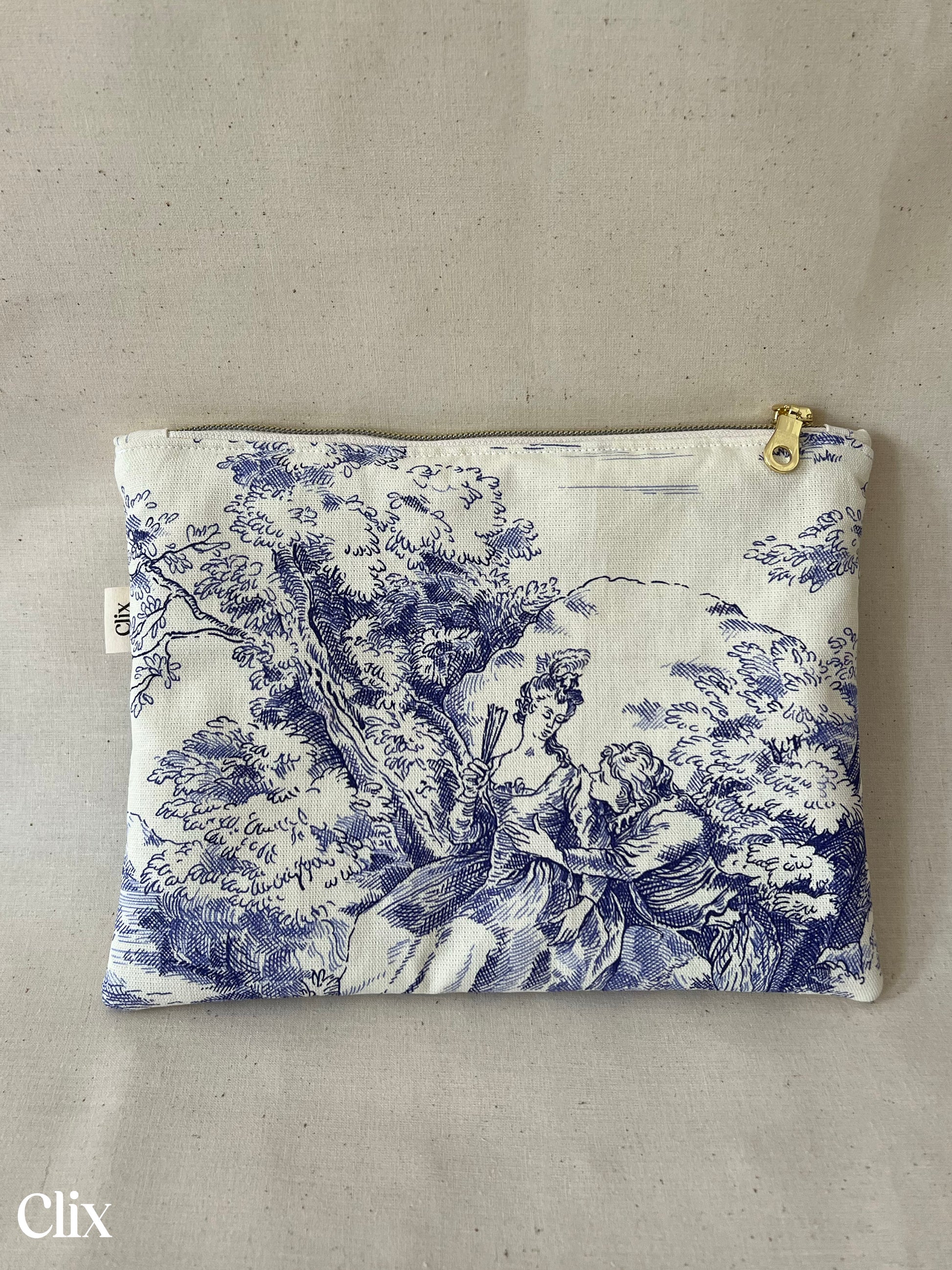 Clix - trousse plate - jouy bleu 