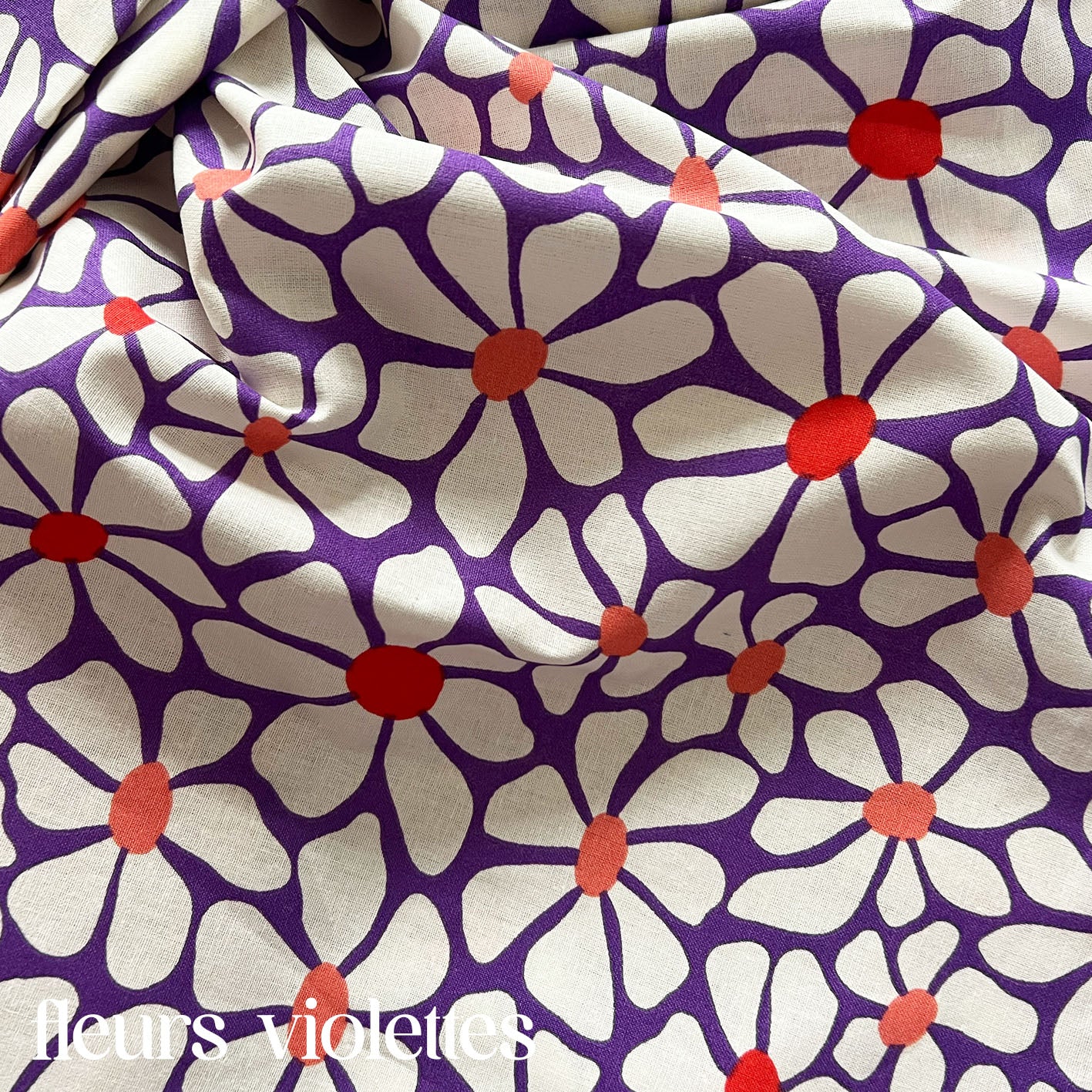 Clix tissu fleurs violettes 