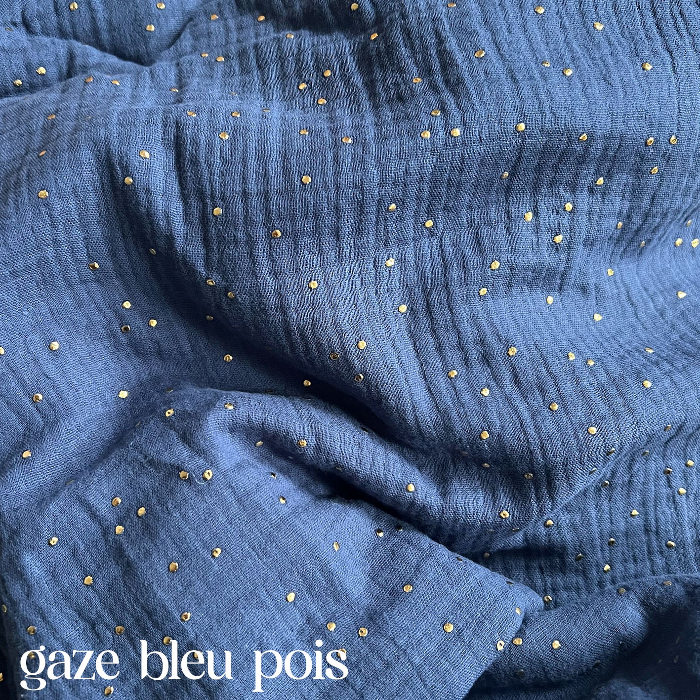 Clix tissu gaze de coton bleu pois 