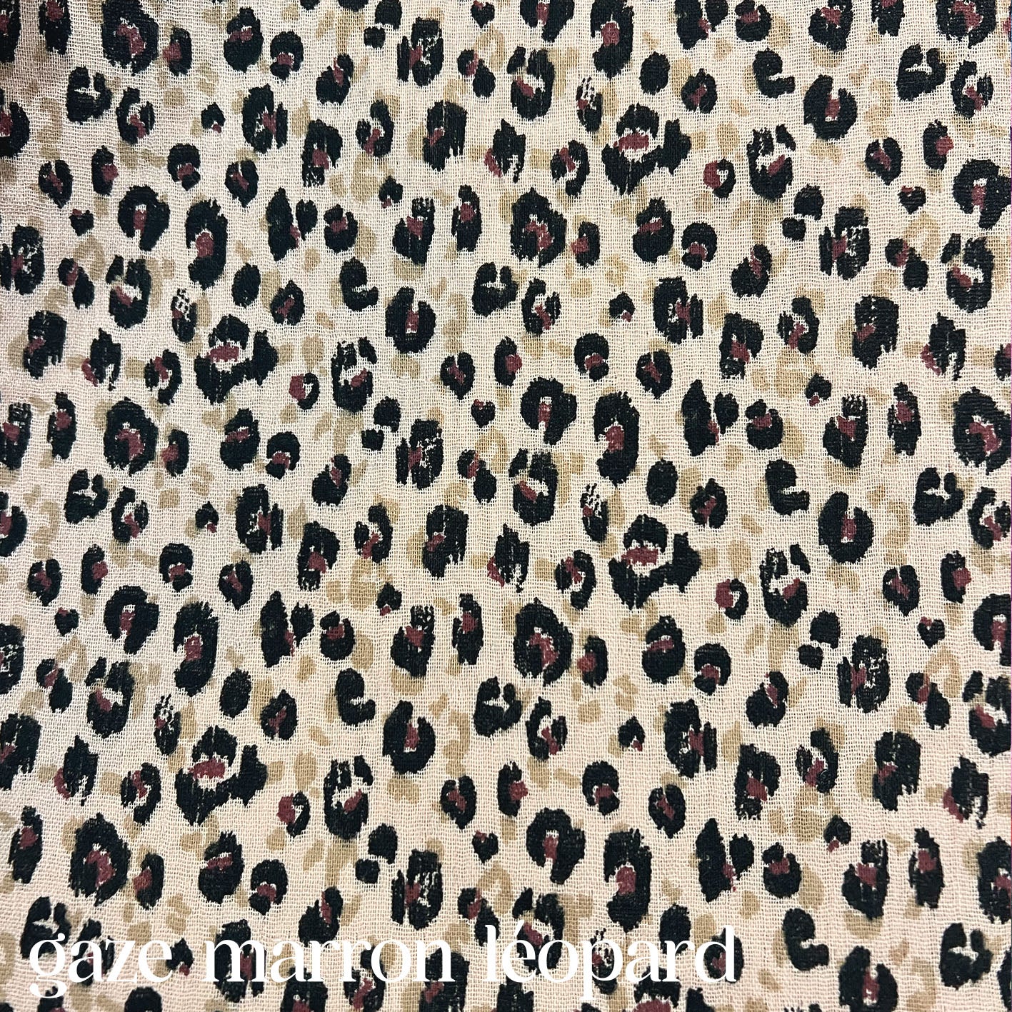 Clix_tissu_gaze de coton marron léopard 
