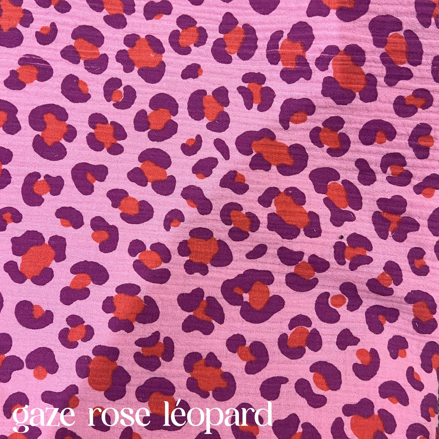 Clix_tissu_gaze de coton rose léopard 