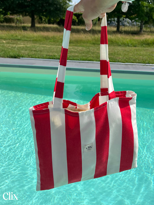 Clix_tote bag -rayures rouges 